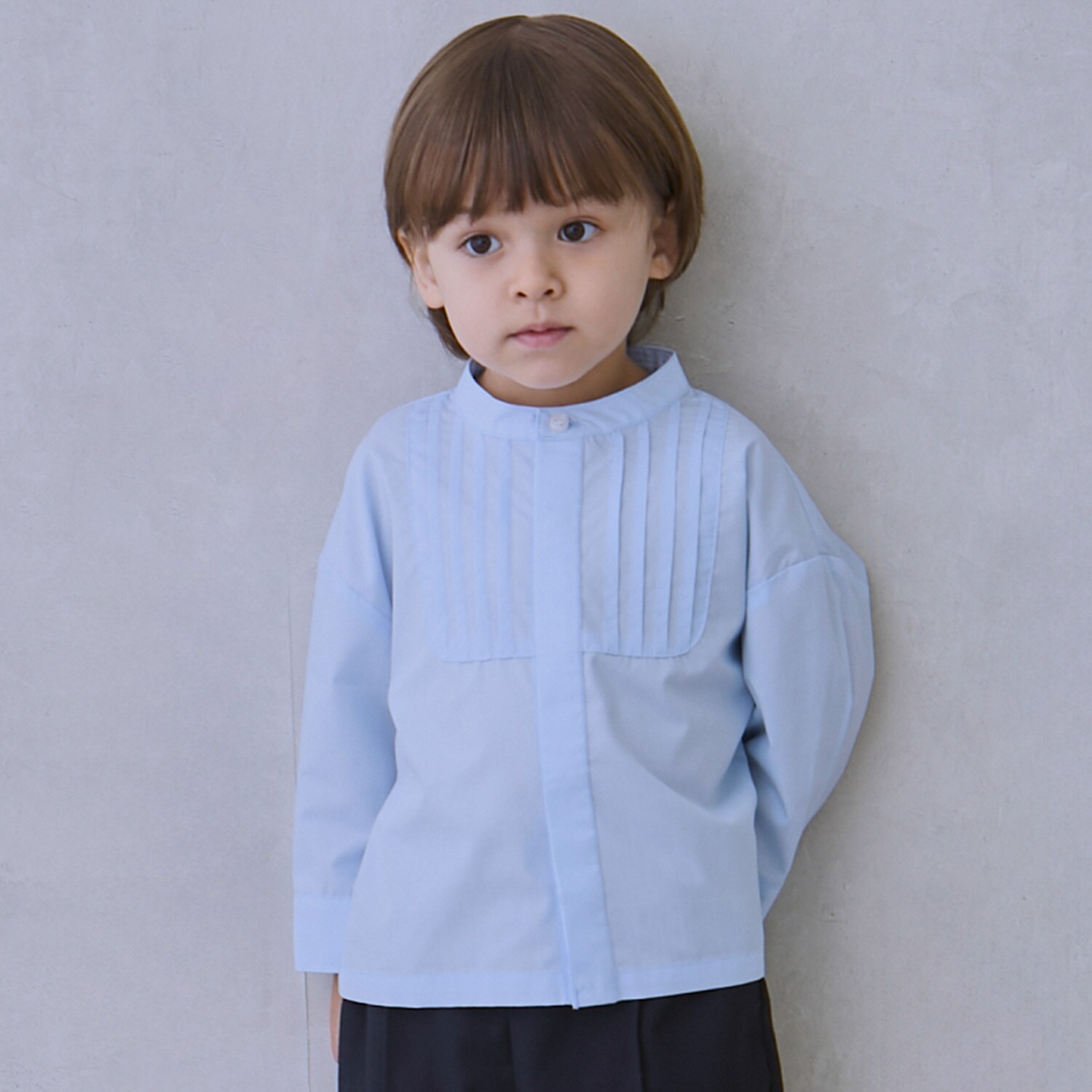 【セミフォーマル】ノーカラーシャツ