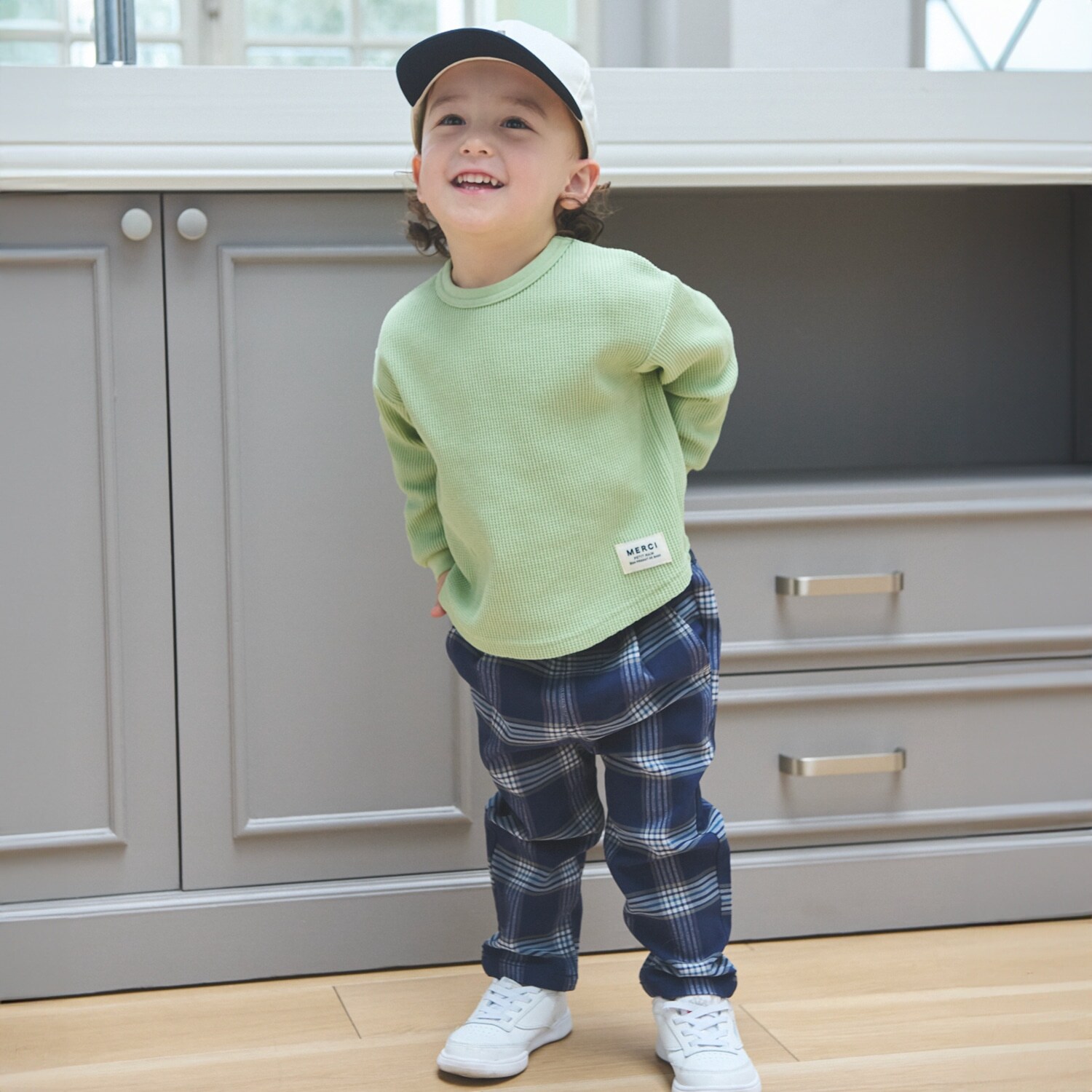 のびのびストレッチチェックパンツ