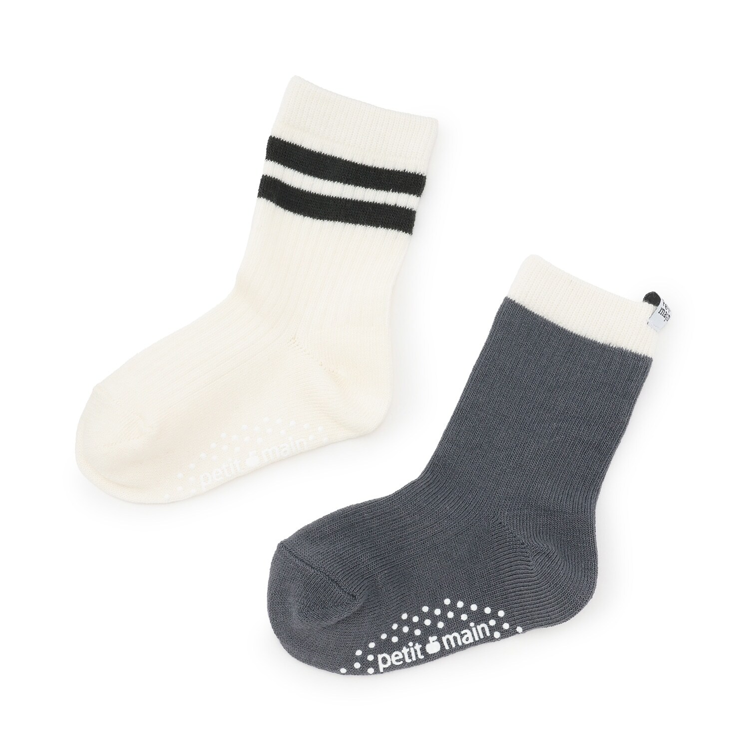 ライン入りクルーソックス2P