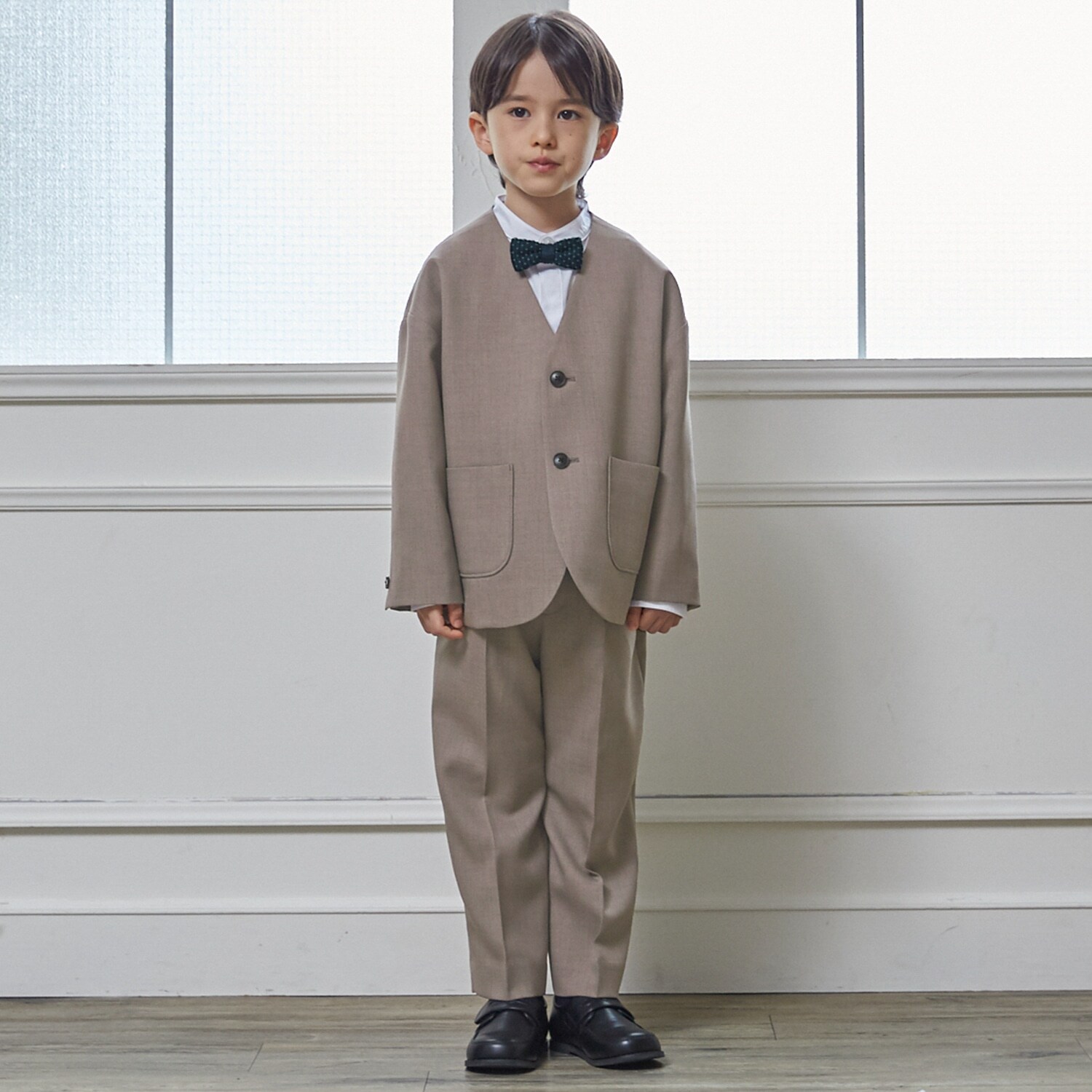 【セミフォーマル】ノーカラーJK+ロングパンツセット