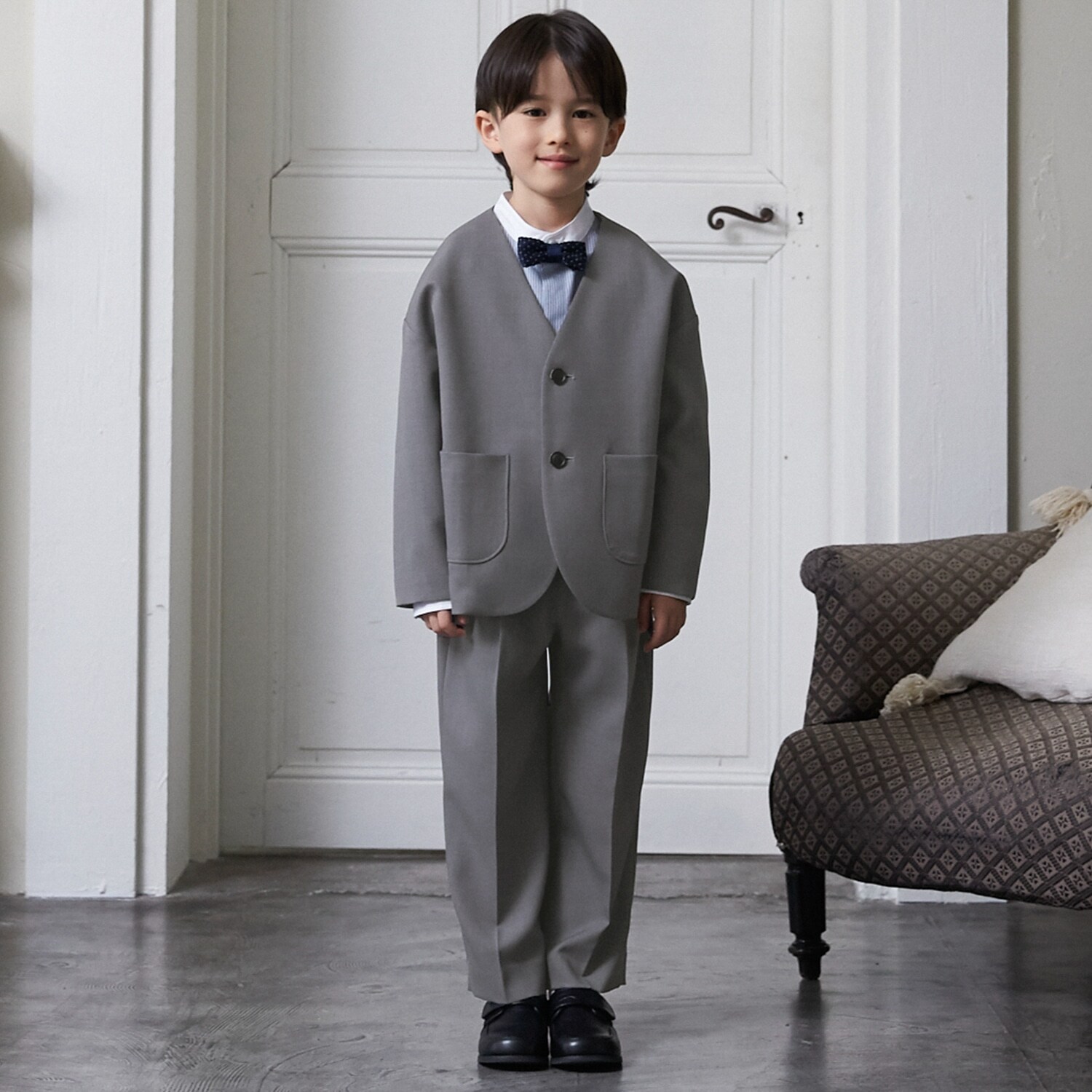 【セミフォーマル】ノーカラーJK+ロングパンツセット