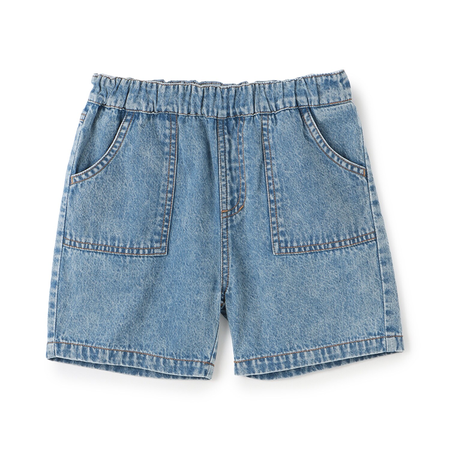 【接触冷感】ブリーチ加工デニムハーフパンツ