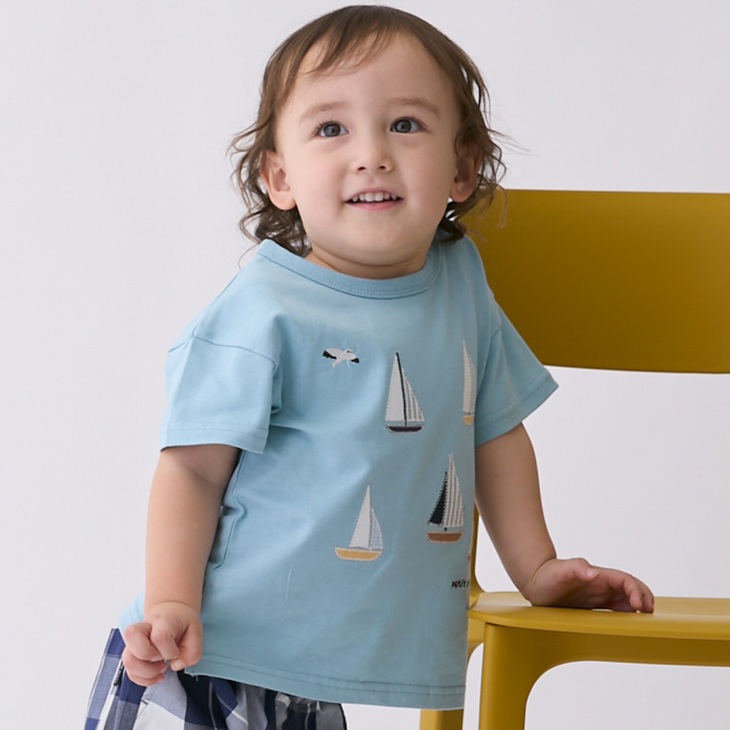 【リンク】ヨット/車アップリケ半袖Tシャツ