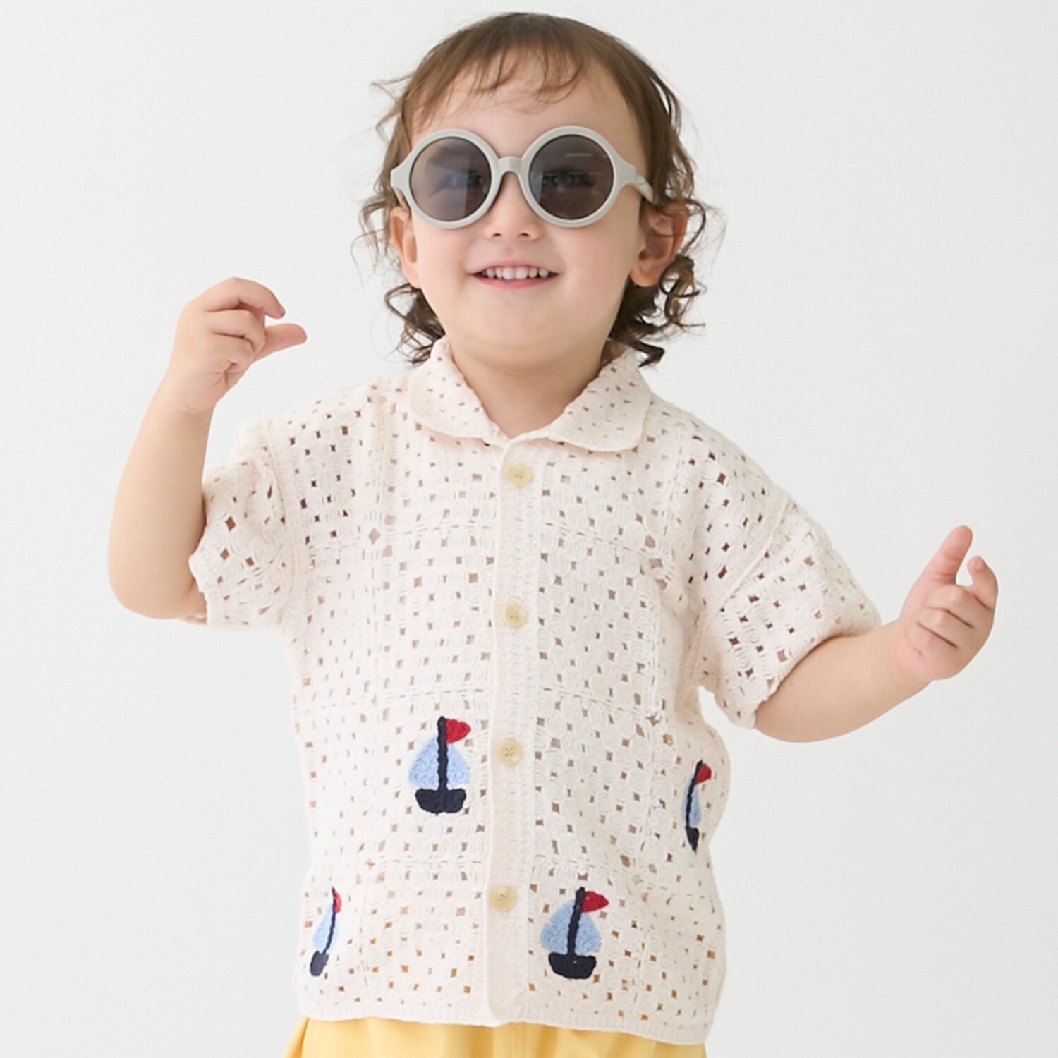 クロシェ開衿シャツ