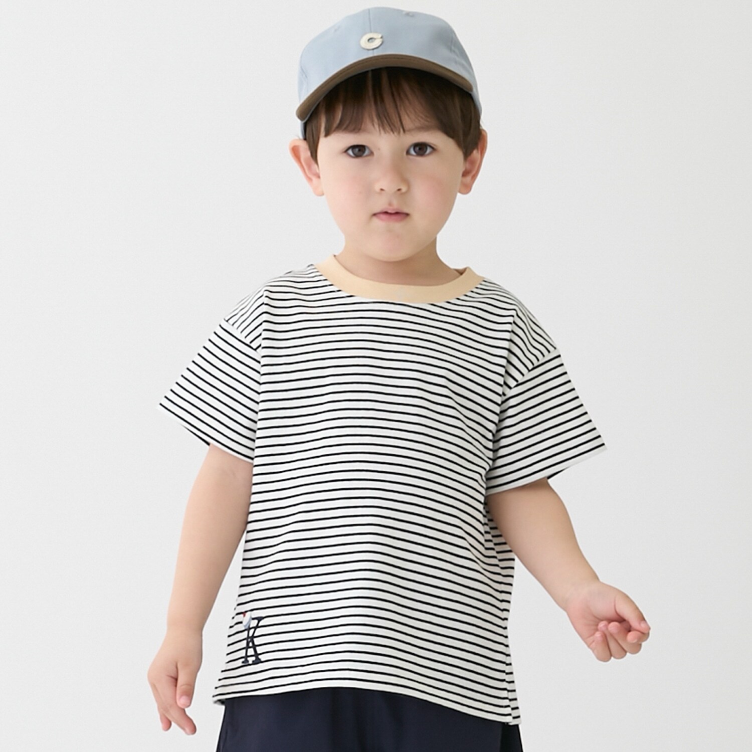 【防汚】カラーボーダー半袖Tシャツ