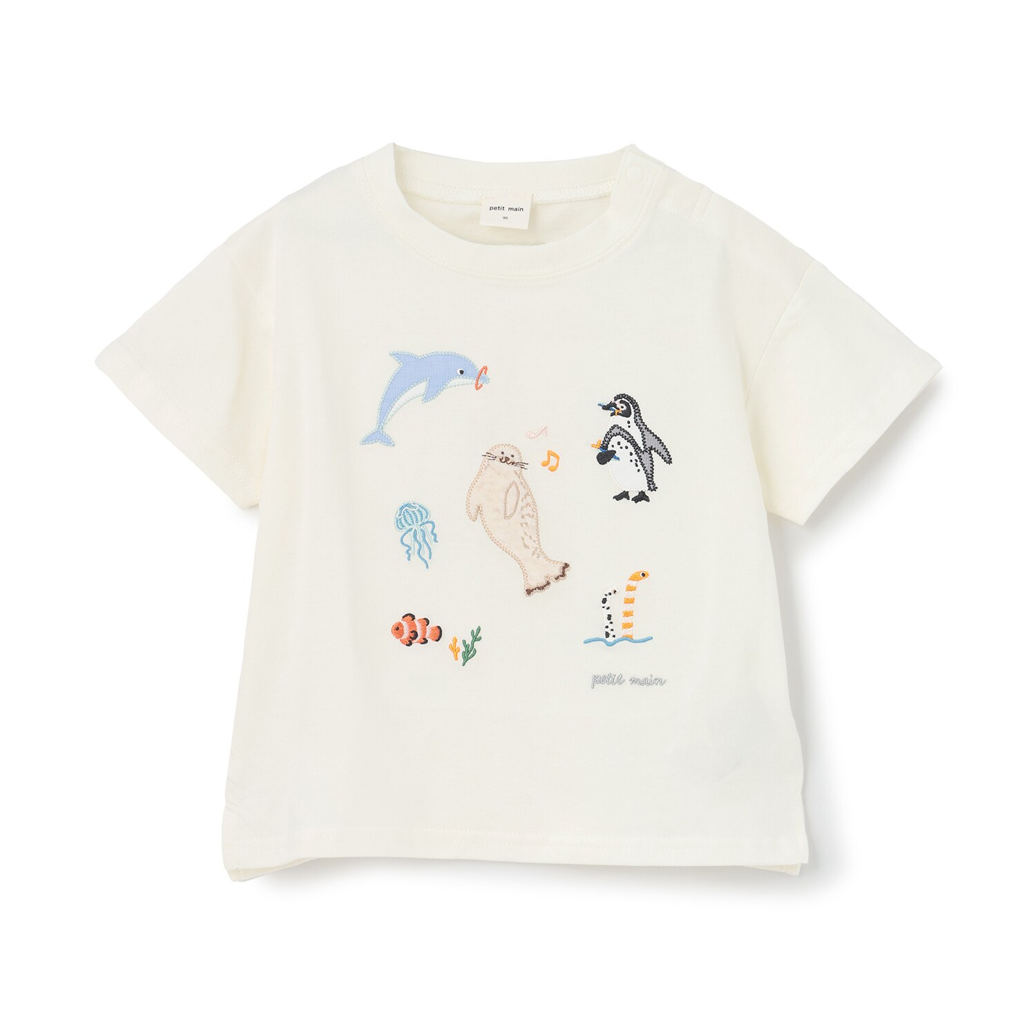 【接触冷感】海のいきものアップリケ半袖Tシャツ