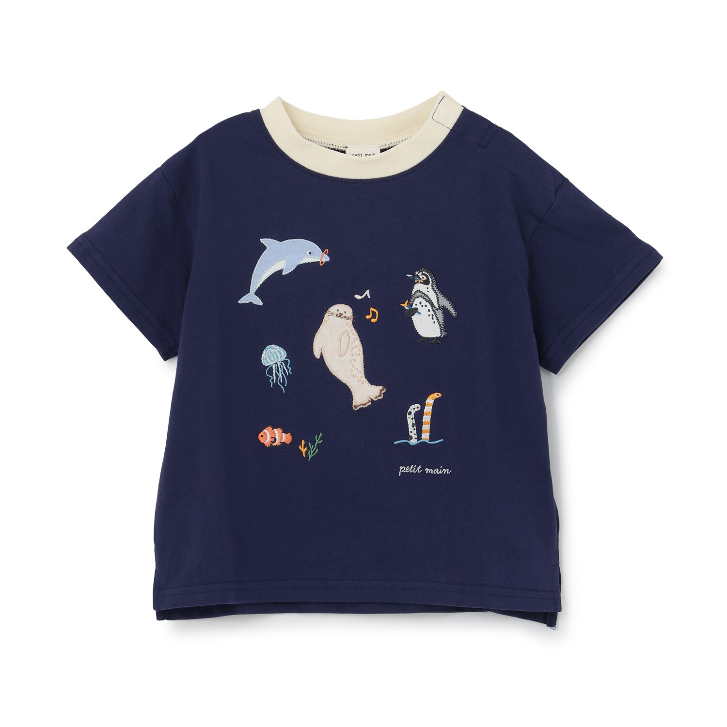 【接触冷感】海のいきものアップリケ半袖Tシャツ