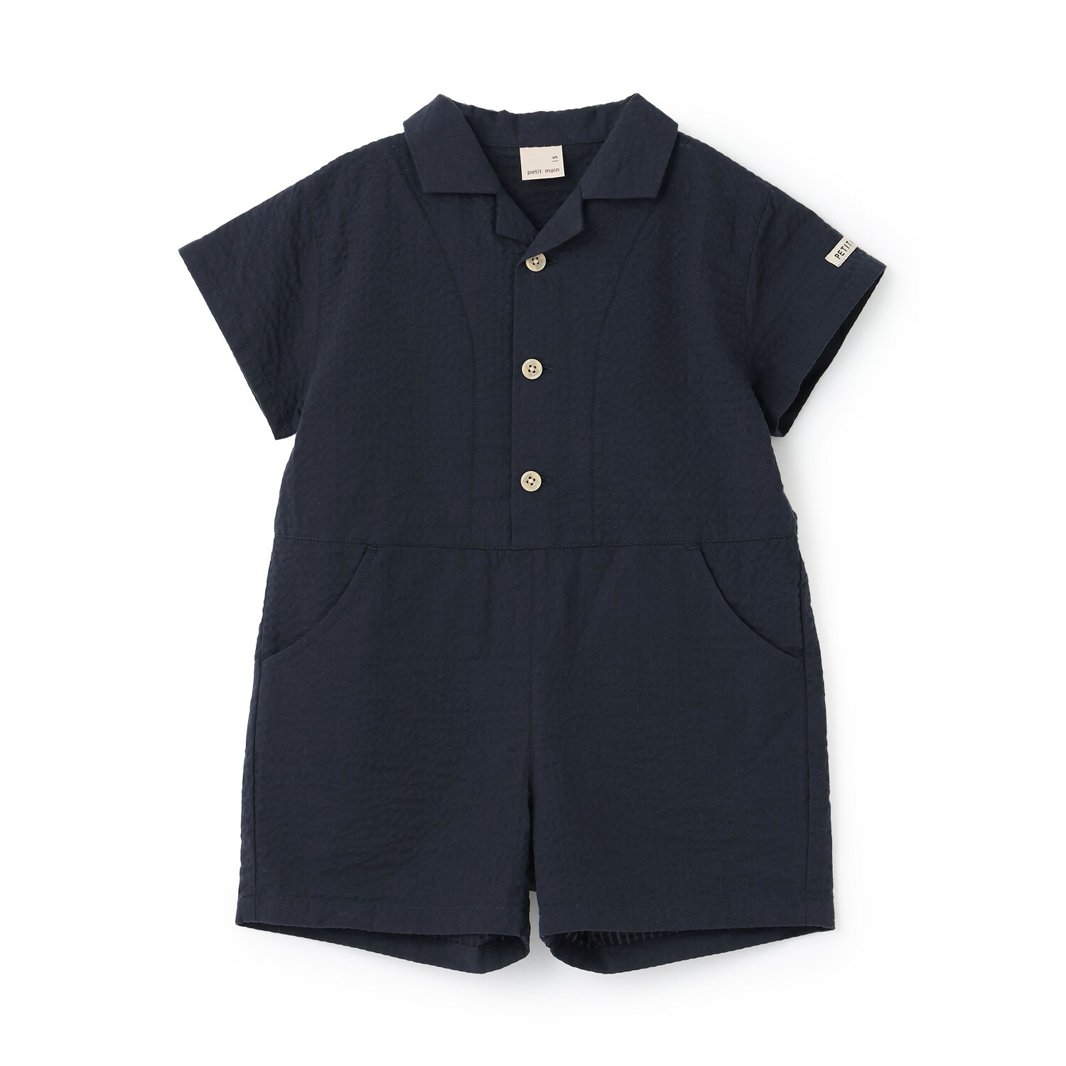 布帛開衿シャツカバーオール