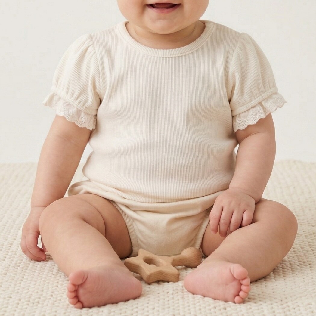 【プティプラ/ベビーサイズ】袖フリル半袖Tシャツ