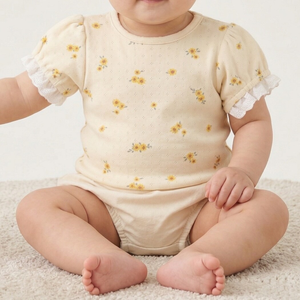 【プティプラ/ベビーサイズ】袖フリル半袖Tシャツ