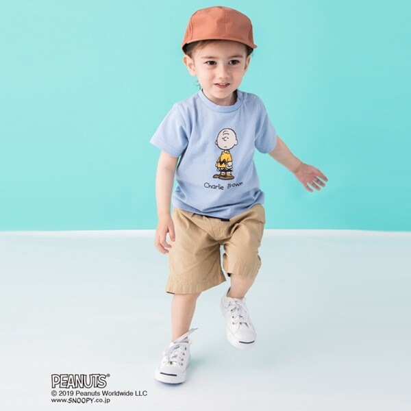 PEANUTSコラボ チャーリー・ブラウン後ろスリットTシャツ
