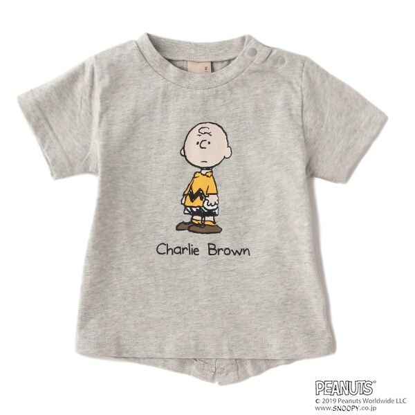PEANUTSコラボ チャーリー・ブラウン後ろスリットTシャツ