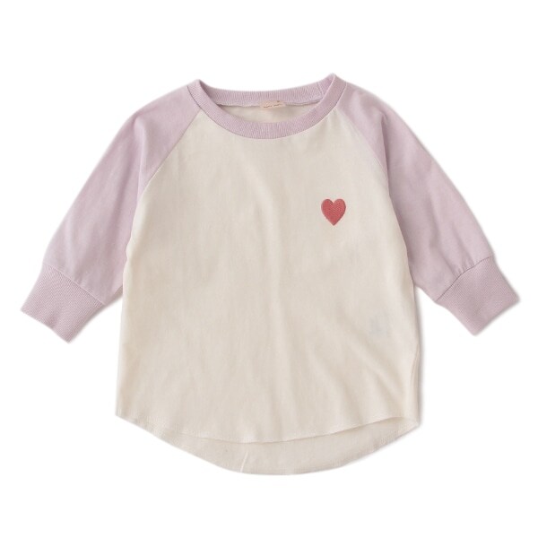 ハート刺しゅうラグランTシャツ