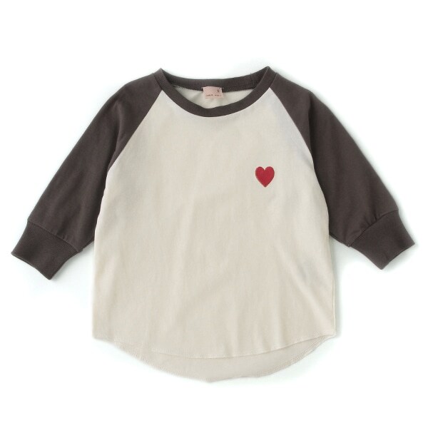 ハート刺しゅうラグランTシャツ