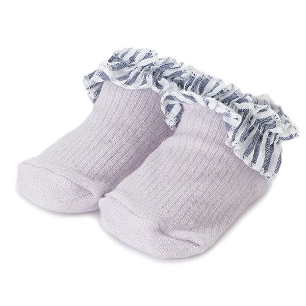 ストライプ柄フリルテレコカップソックス