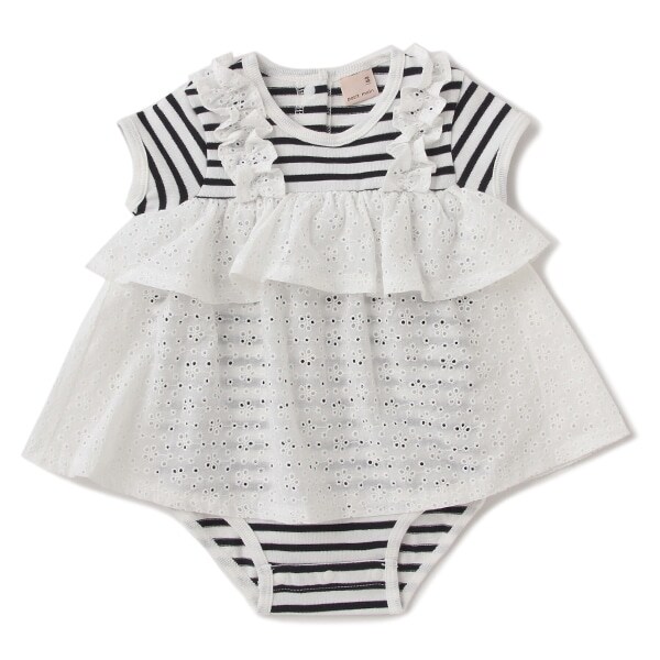 アイレットレースチュニックドッキングロンパース