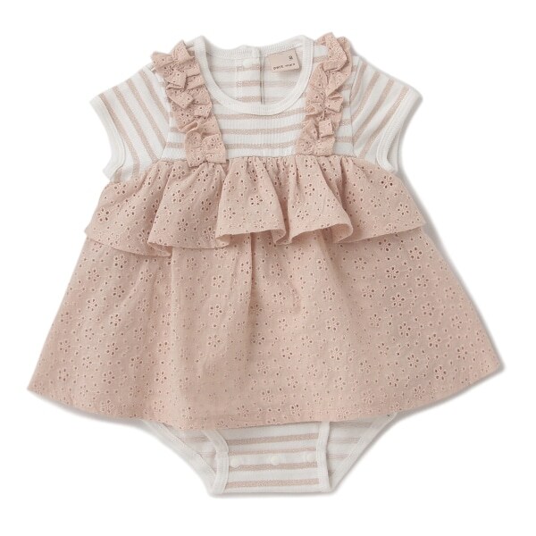 アイレットレースチュニックドッキングロンパース