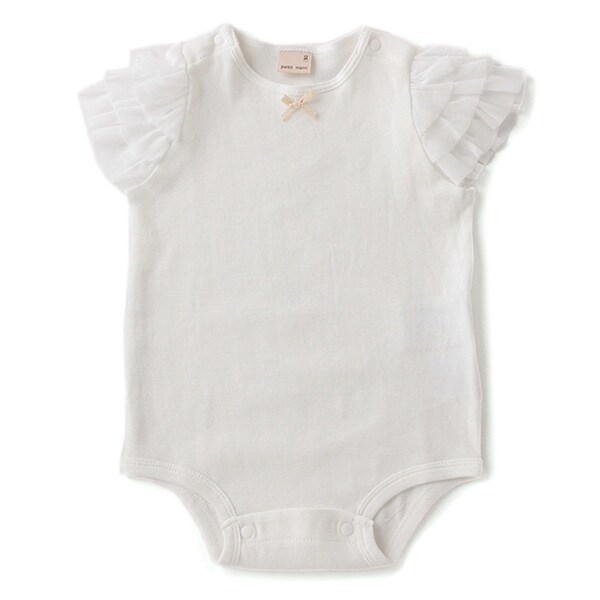 オーガニックコットン 袖チュールロンパース