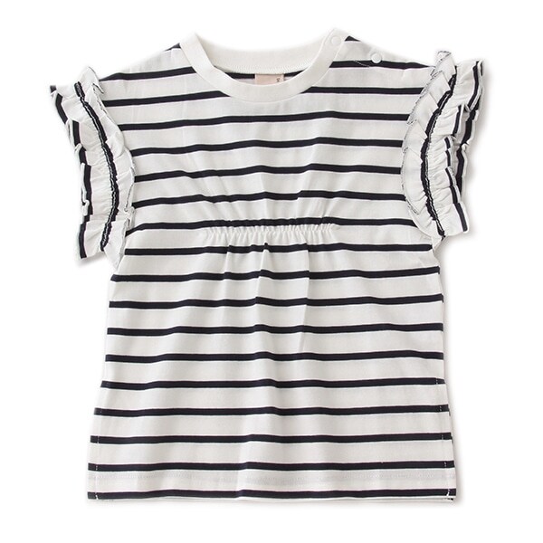 袖フリルシャーリングロングTシャツ