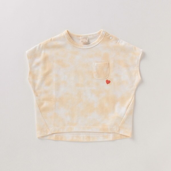 接触冷感 タイダイ柄ハート刺しゅうミニ袖Tシャツ