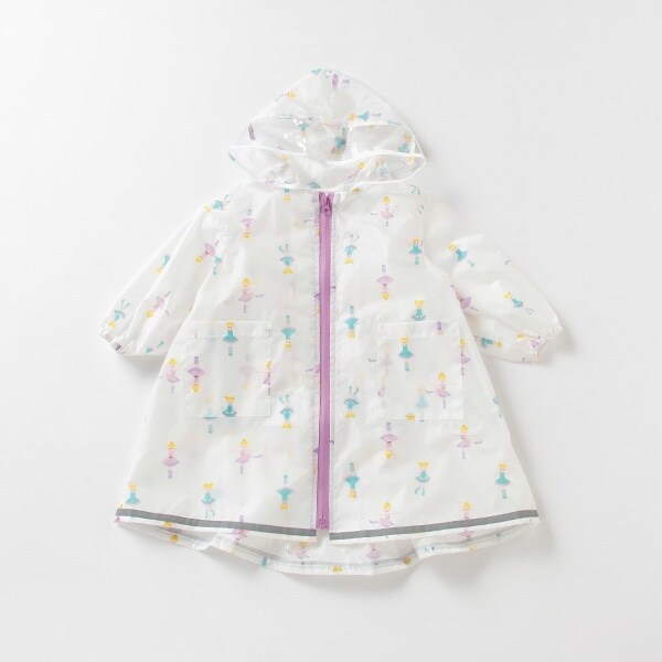 収納袋つきGIRLS総柄レインコート