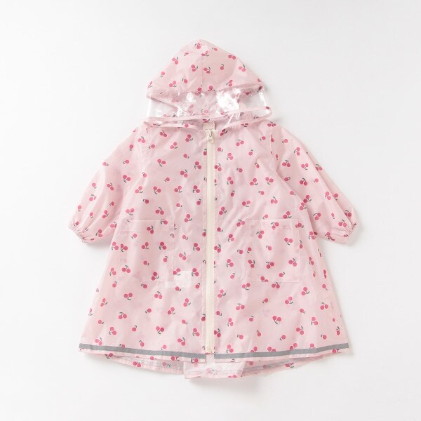 収納袋つきGIRLS総柄レインコート