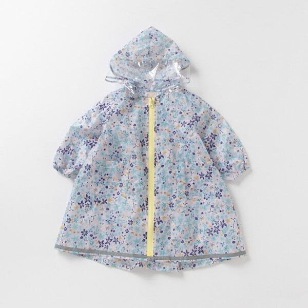 収納袋つきGIRLS総柄レインコート