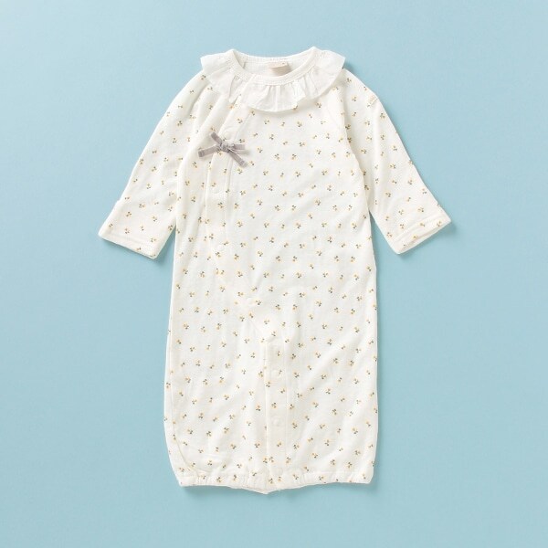 オーガニックコットン フリル衿花柄2WAYオール