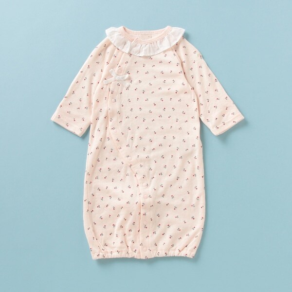 オーガニックコットン フリル衿花柄2WAYオール