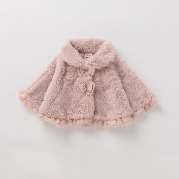 リボンつきフェイクファーケープ