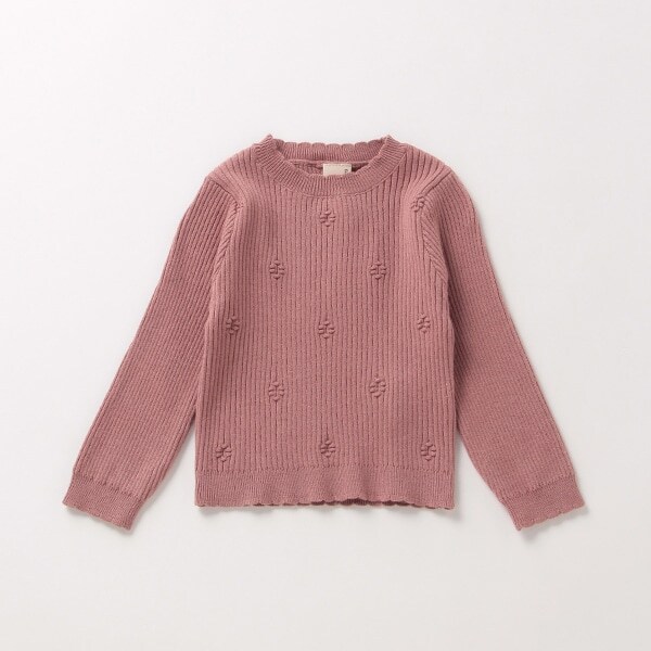 花柄編みテレコニット