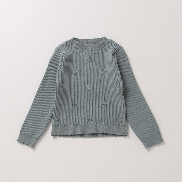 花柄編みテレコニット