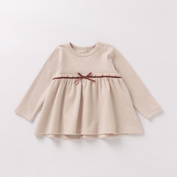 ミニ裏毛 リボンつき切り替えチュニック