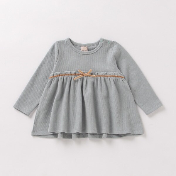 ミニ裏毛 リボンつき切り替えチュニック