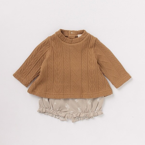 ケーブルTシャツ×花柄ブルマセット