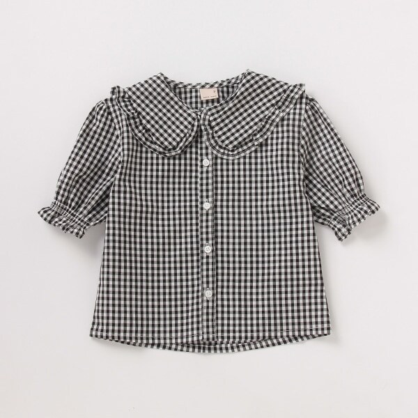 ビッグフリル衿ブラウス【5分袖】