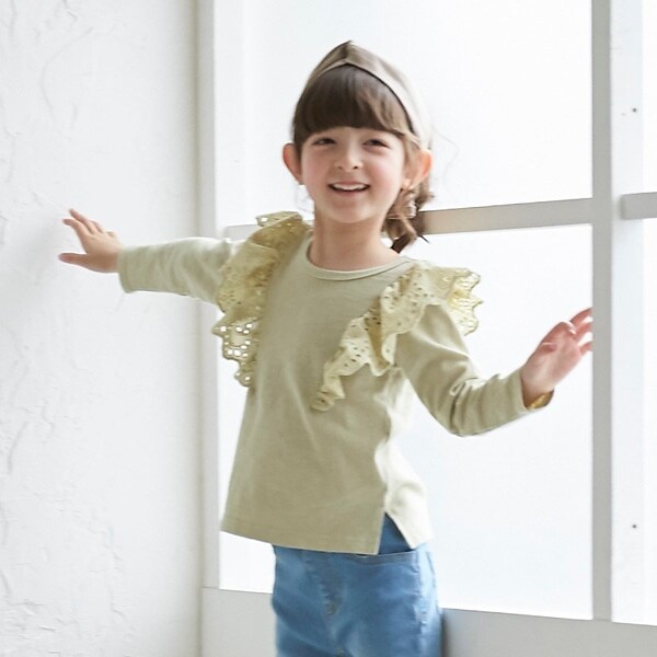 肩レースTシャツ