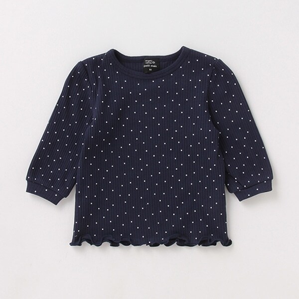 オーガニックコットン 総柄8分袖Tシャツ