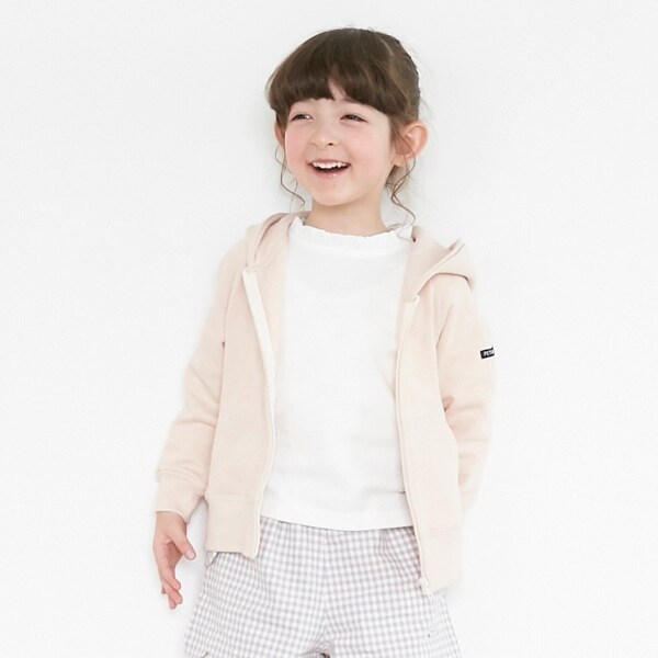 オーガニックコットン 裏毛 シンプルジップ式パーカー