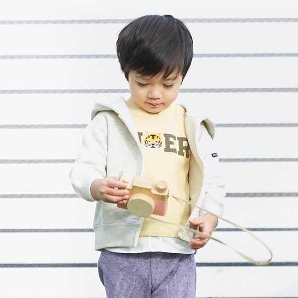 オーガニックコットン 裏毛 シンプルジップ式パーカー