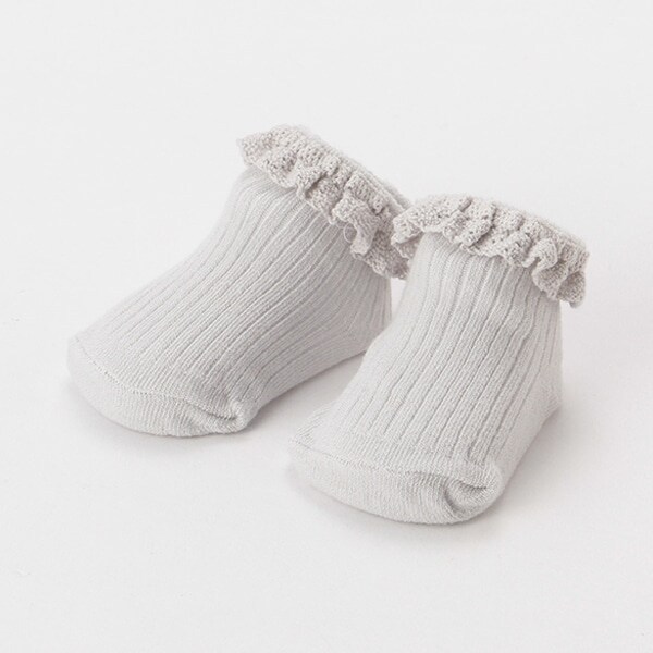 コットンレースリブカップソックス