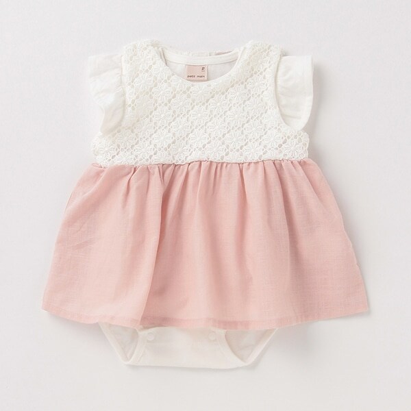 花レース切り替えワンピース×ロンパースセット