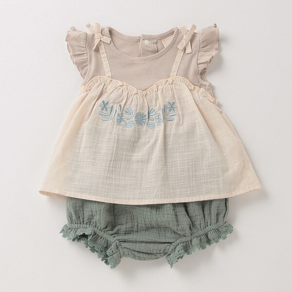 花刺繍キャミドッキングセットアッフ゜