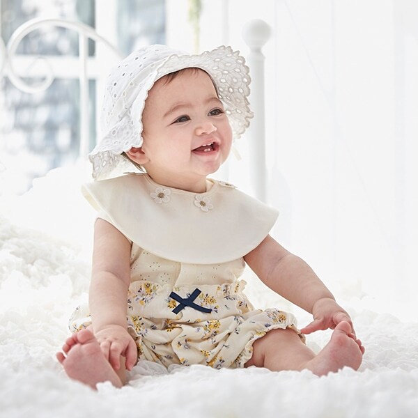 【抗菌防臭】 お花モチーフつきスタイ