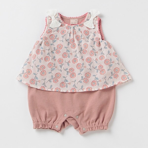 花柄チュニックドッキングロンパース