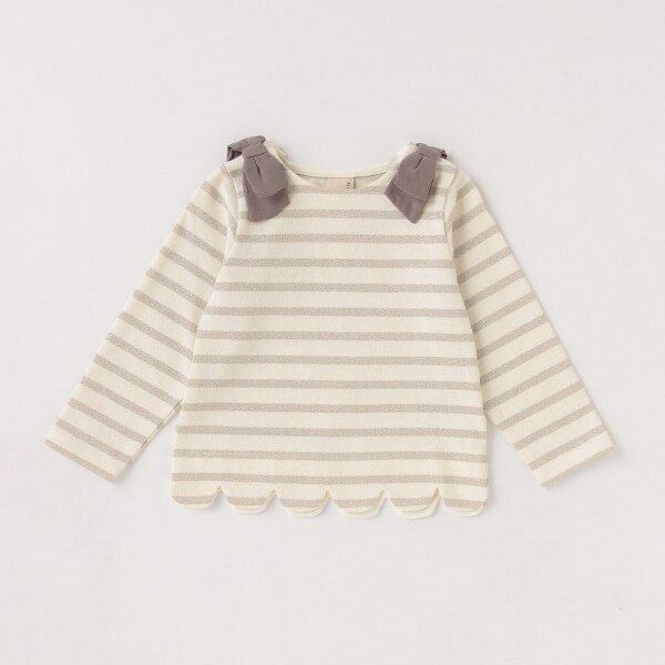 スカラップボーダー長袖Tシャツ