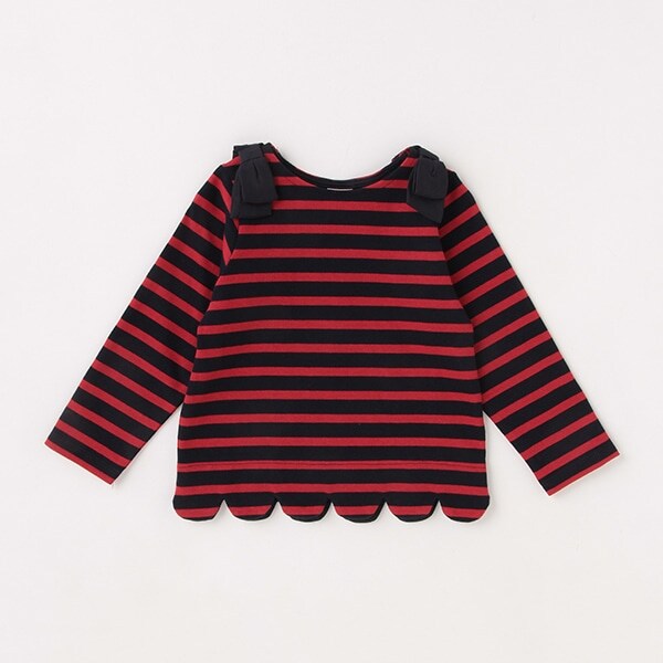 スカラップボーダー長袖Tシャツ