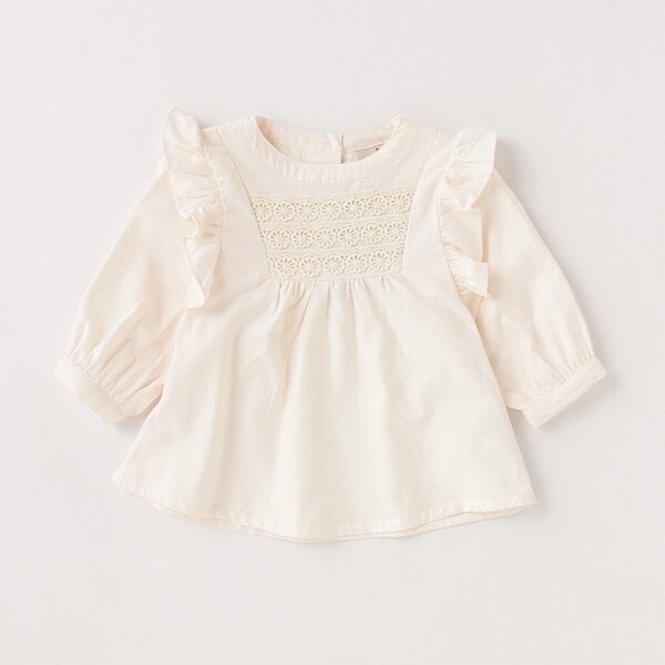 【リンク】肩フリル8分袖ブラウス(キッズサイズ)