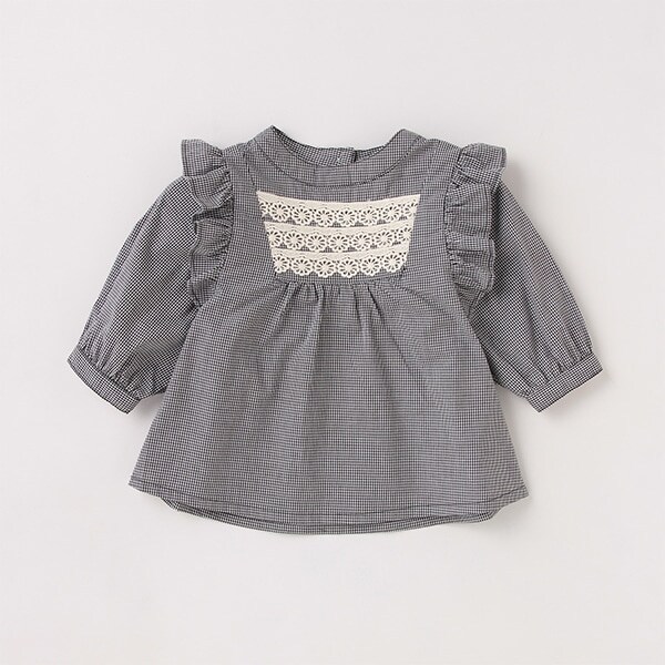 【リンク】肩フリル8分袖ブラウス(キッズサイズ)