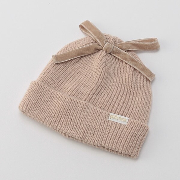 BABYトップリボンニット帽